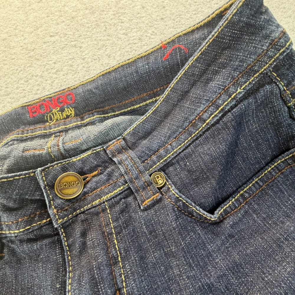 Bongo D'Flirty Womens Dark Wash Low Rise Flare Jeans Size 5 Stretch Blue Denim - Picture 6 of 11